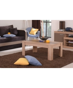TAVOLINO DA SOGGIORNO QUERCIA CON INSERTO BIANCO E GRIGIO, 112X65,5X46,5 CM